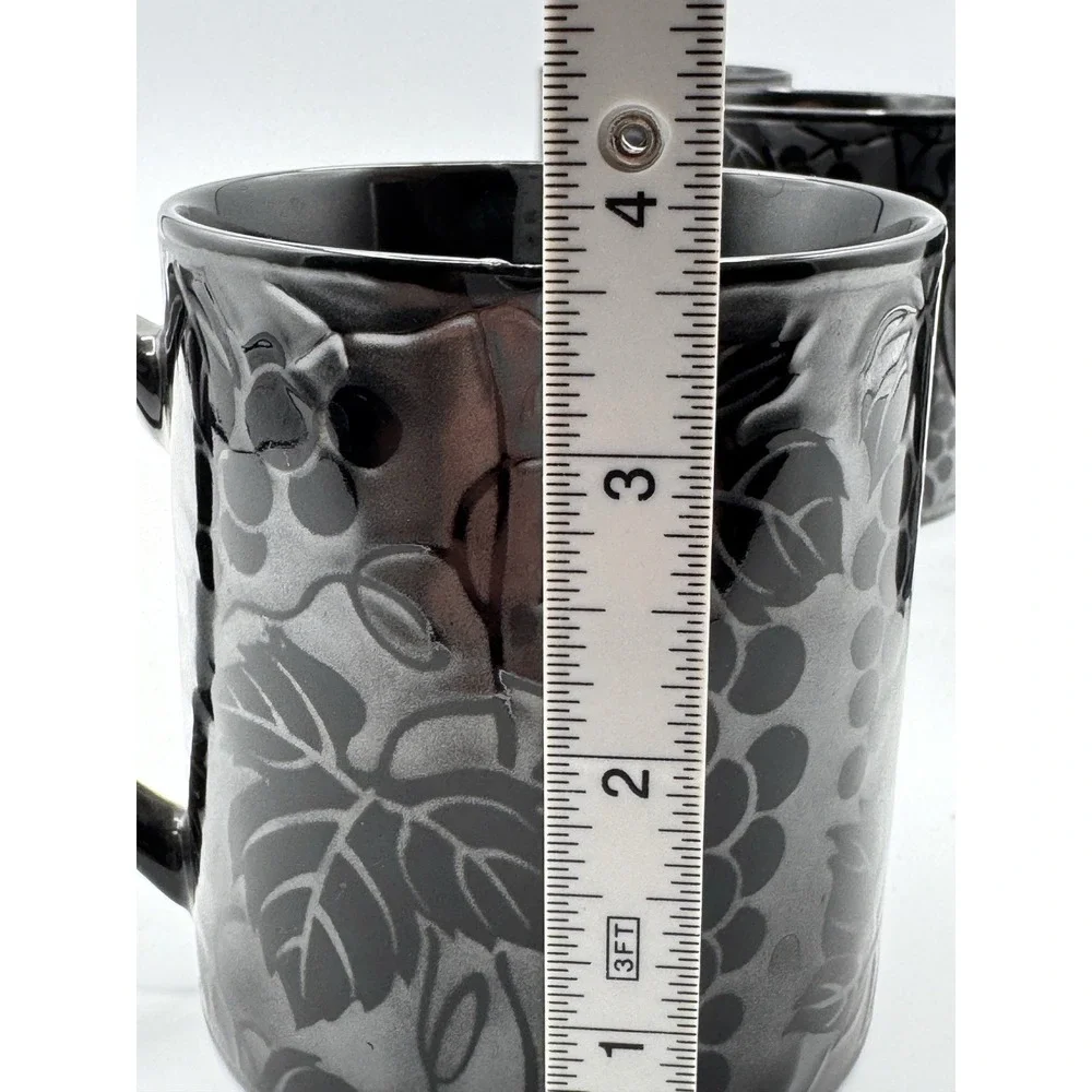 Pier 1 Mugs Japan Black Cherry Cherries Coffee Tea Cup Handle 8 Fl oz